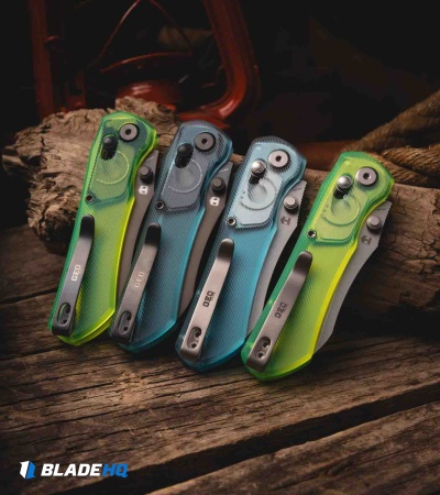 GEO Knife Komodo Crossbar Lock Knife Green Acrylic (3.1" SW S90V)